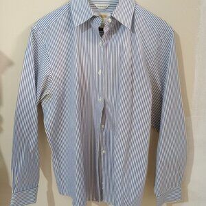 Talbots Wrinkle Free White and Blue SIZE 10 Button-Down